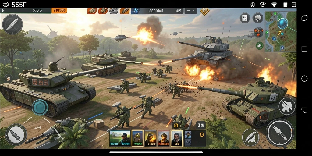 Tampilan menarik dari gameplay 555F yang penuh aksi.