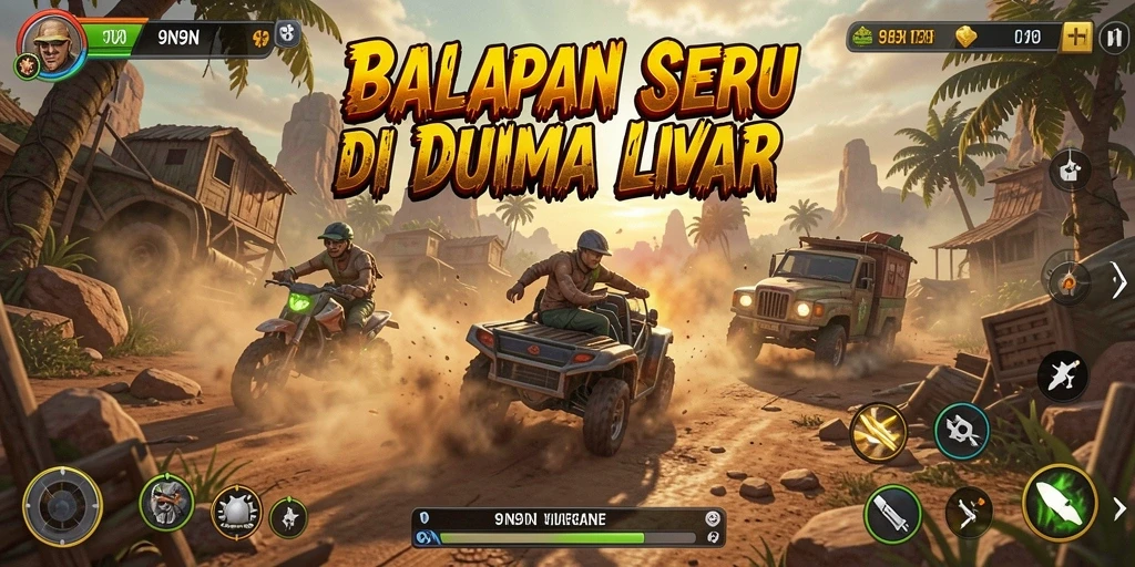 Gameplay intens di trek balapan 9N9N.