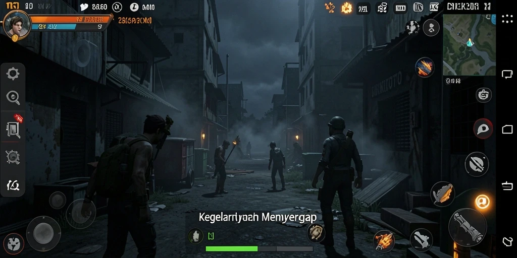 Screenshot gameplay DIREKTURTOTO menampilkan suasana mencekam yang menegangkan.