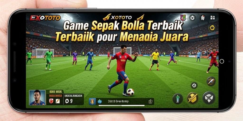 Tampilan gameplay EXOTOTO yang seru dengan aksi sepak bola yang dinamis.
