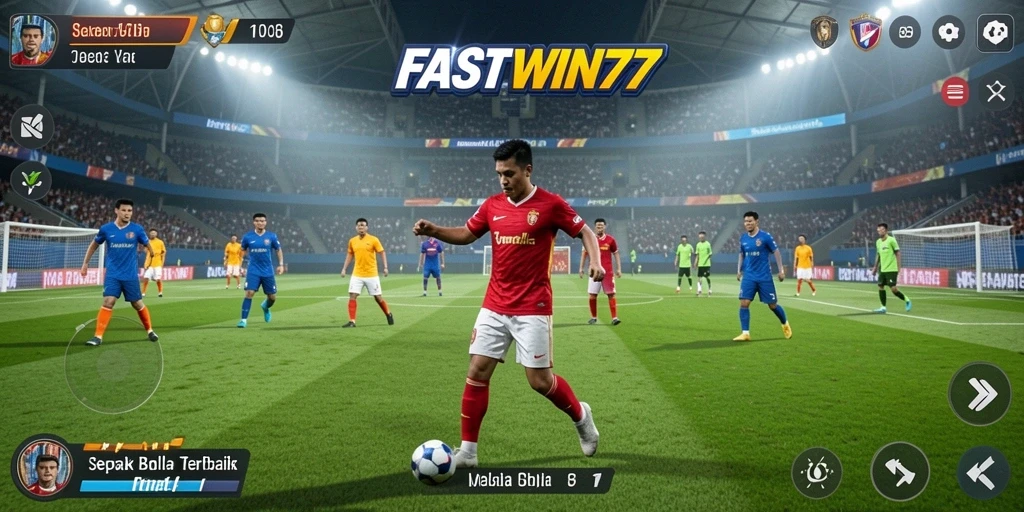 Tangkapan layar FASTWIN77 menunjukkan aksi seru dalam permainan sepak bola.