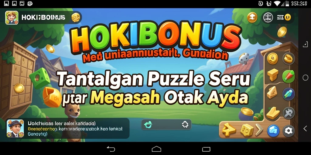 Screenshot gameplay HOKIBONUS menampilkan piksel yang cerah dan teka-teki menarik.