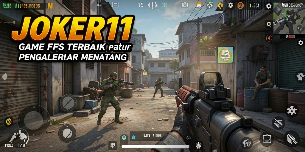 Menggambarkan aksi intens dalam gameplay FPS JOKER11.