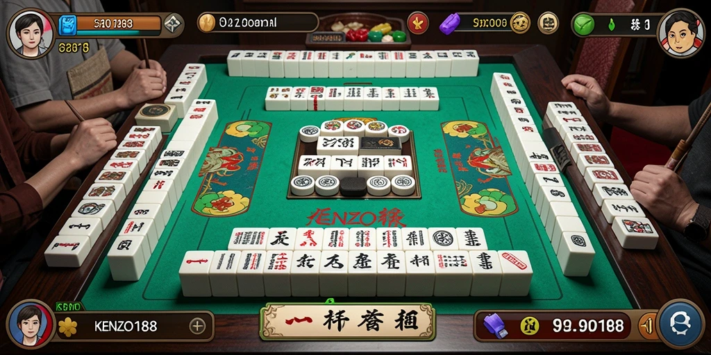 Tangkapan layar KENZO188 menampilkan gameplay Mahjong yang seru dan menantang.