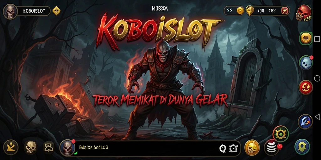 Screenshot KOBOISLOT menampilkan suasana gelap dan menakutkan dengan elemen gameplay yang intens.