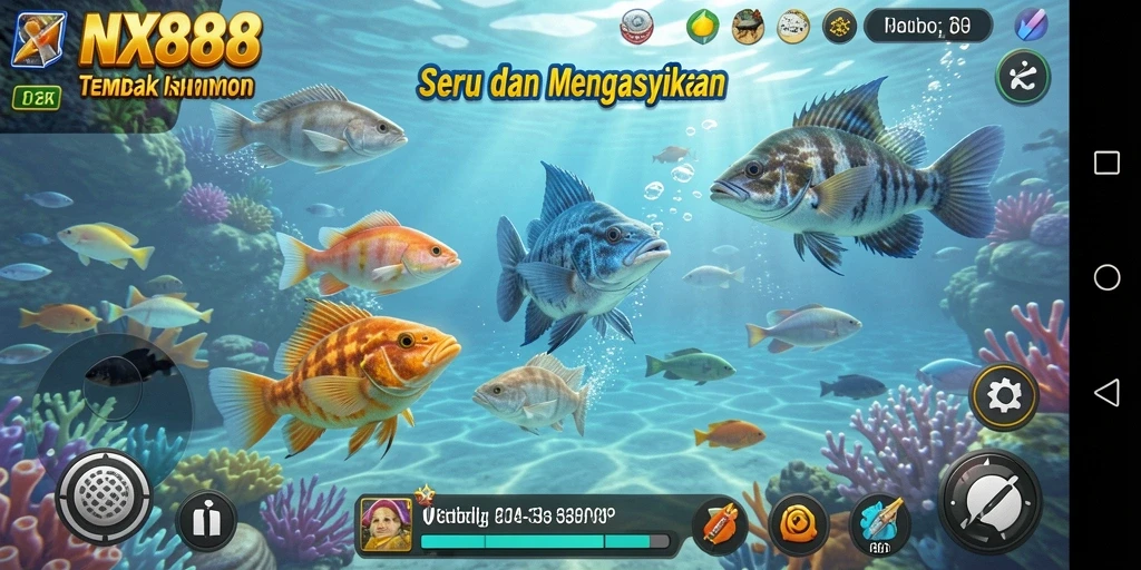 Tampilan gameplay seru saat menembak ikan di NX888.