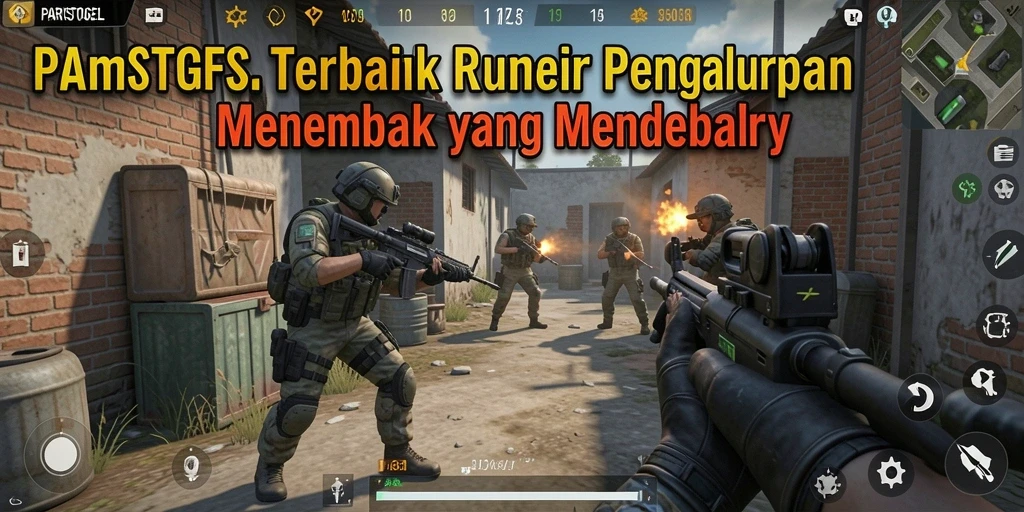 Screenshot utama PARISTOGEL menampilkan aksi menembak intens dan grafis yang menawan.