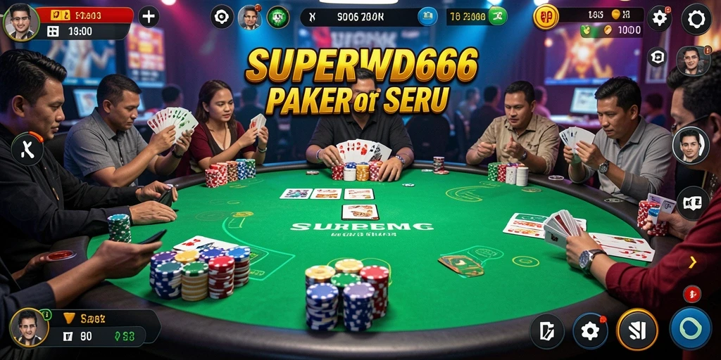 Tampilan gameplay poker yang mendebarkan di SUPERWD666.