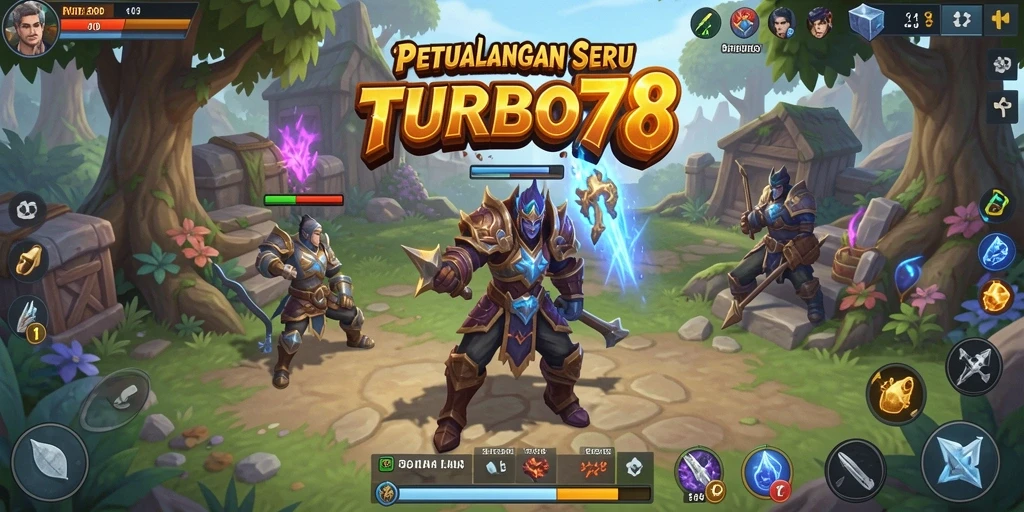 Screenshot gameplay TURBO78 yang menampilkan aksi pertarungan RPG yang mendebarkan.